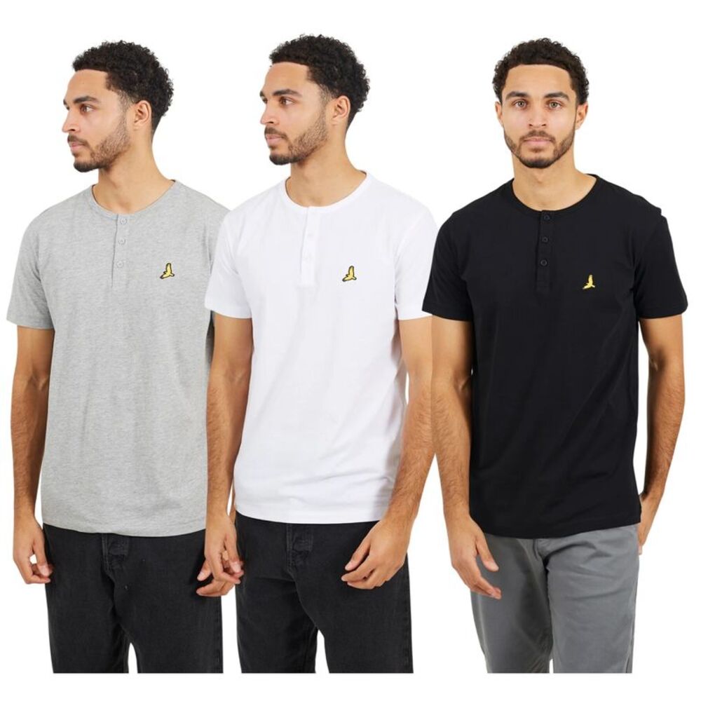 Brave Soul Mens Short-Sleeved Polo Shirt (Pack of 3) / Optic White/Black/Grey Ma
